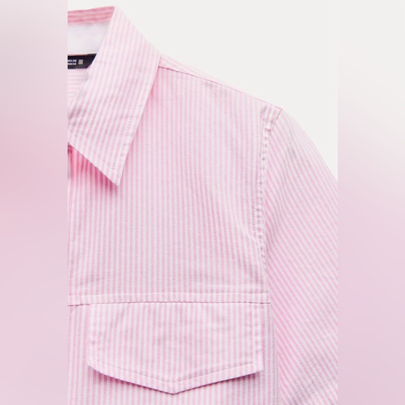 Zara Pink Striped Button Down Shirt - Picture 5 of 10